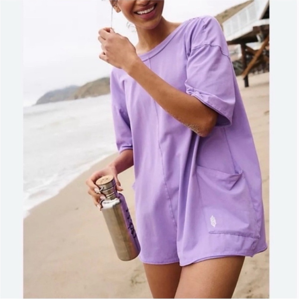 FREE PEOPLE MOVEMENT hot shot tee purple playsuit romper soft L